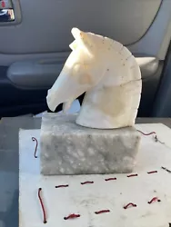 Buy Marble Sculpture Head Of Horse Statue White Marble 6.5 Tall - Damaged & Repaired • 12.51£