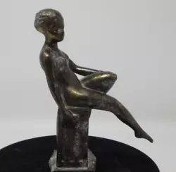 Buy Small Bronze Sculpture Of A Nude Woman In Reclined Pose Leg Extended 1920s - 30s • 41.24£