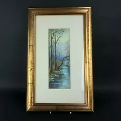 Buy Painting Picture Art Framed Forest Woodland Stream Blue Green Cool Calm Ethereal • 55£