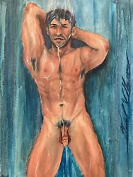 Buy Original Gay Male Interest Art Oil Painting By Daniel W Green Nude Man Shower • 239£