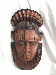 Buy Large African Tribal Head Piece “Mask”, Hand Carved Wood. Head Plaque, • 85£