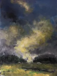 Buy Original Painting Florida Night Sky Clouds Landscape Art Canvas Signed Max Kravt • 82.05£