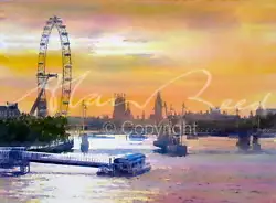 Buy ORIGINAL ALAN REED WATERCOLOUR  London Eye  Landmark River Thames City PAINTING • 5,500£