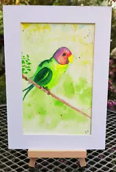 Buy 'Colourful Parakeet'- Original Watercolour Painting By Chris Clarke 5 X7 Mounted • 2.98£
