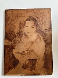 Buy VINTAGE POKER WORK PYROGRAPHY PAINTING ON WOOD “little Mother” - Xavier Bricard • 120£