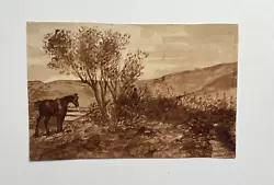 Buy 19th Century Watercolour Of A Man With A Horse In A Landscape • 7.99£