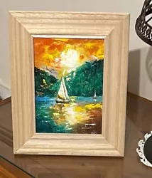 Buy Small Original Signed Oil Painting  Sunset  On Canvas Board Framed • 25£
