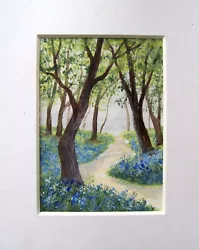 Buy Aceo Original Hand Painted Signed Bluebells  Landscape Mini Painting • 7£