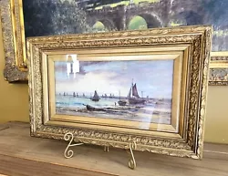 Buy Antique Original Signed Nautical Oil Painting Ornate Gilt Frame. Maritime. Ships • 195£