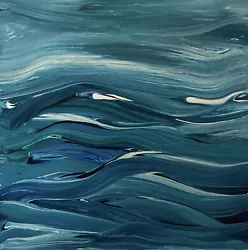 Buy Original Art Painting Abstract Seascape 6ins X 6ins UK Artist CHRISTINE INGRAM • 20£