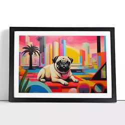 Buy Pug Art Deco No.2 Framed Wall Art Poster Canvas Print Picture Home Painting • 24.95£