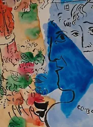 Buy Superb Surrealist Pastel Mixed Media Painting Signed Marc Chagall • 30£