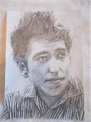Buy A4 Art Graphite Pencil Sketch Drawing Bob Dylan Young Striped Shirt Musician • 15£