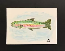 Buy Rainbow Trout, Original Painting, Trout Fish Art,  ACEO Art Gift • 13.64£