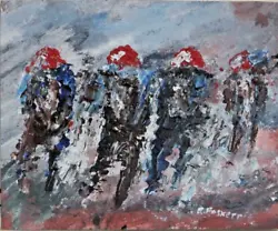 Buy Abstract Horse Racing  Oil Painting  On Canvas   10 X 8  Inch Unframed • 4.95£