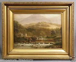Buy 19th Century Oil Painting Of Woman In Mountain Landscape Crossing River  • 2,756.23£