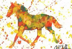 Buy OOAK ACEO WATERCOLOR  RAINBOW HORSE #4  Charity Auction For The Love Of  Paws • 2.89£
