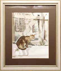 Buy Unattributed Original Rustic Watercolour Painting Of A Cat Resting In A Barn. • 62.50£