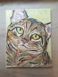 Buy Tabby Cat Gray Tiger Painting, Kitten Pet Portrait 11x14, Original Oil Gretchen • 23.98£