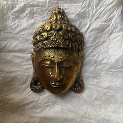 Buy Buddha Wall Art Hand Carved Painted Wood Balinese Art Gold Tone • 20.67£