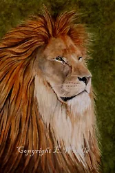 Buy ACEO 2.5  X 3.5  'King' Lion CANVAS PRINT Of Original Watercolour By E.Wardle • 2.99£