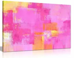 Buy Pink Yellow Abstract Painting Canvas Wall Art Picture Print • 11.99£