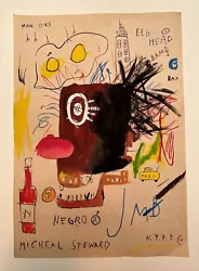 Buy Jean-Michel Basquiat Painting On Paper (Handmade) Signed And Stamped Mixed Media • 116.42£