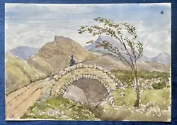 Buy Antique Landscape Watercolour - Fishing From A Bridge, George Chance C.1880 • 8£