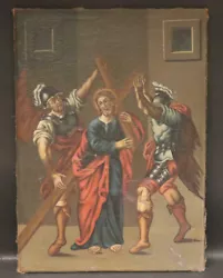 Buy Antique Oil Painting, 2nd Station Of The Cross, Jesus Takes The Cross, Baroque, Circa 1700-20 • 256.94£