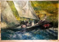 Buy British Cup Sailing  48x72 In., Acrylic On Stretched Canvas Hall Groat Sr. • 9,449.94£