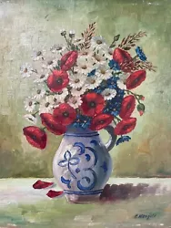 Buy Oil Paintings Paintings Flowers Still Life P. MANOLD (Paul?) Poppies 36 X 30.5 • 107.06£