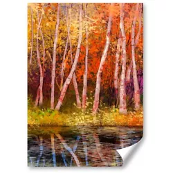 Buy 1x Vertical Poster Pretty Oil Painting Trees River Autumn #51795 • 3.99£