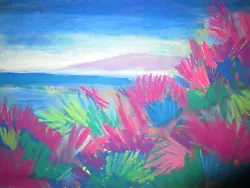 Buy Original Landscape Painting Acrylic Pastel Tropical Seascape Fauvism Style Monet • 10£