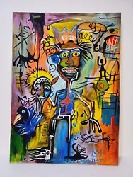 Buy Jean-Michel Basquiat (Handmade) Acrylic Painting Signed And Sealed 50x70 Cm. • 790.61£