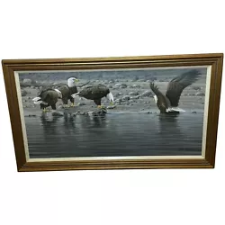 Buy Large Painting North American Bald Eagles Gathering Fishing By Justin Prigmore • 6,500£