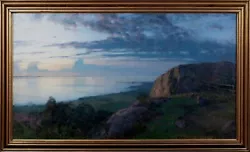 Buy Huge 1928 French Coastal Sunset Landscape Alfred Bergström (1869-1930) Le Havre • 5,000£