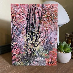 Buy Signed Oil On Canvas ORIGINAL Abstract Painting Autumn Fog  8”x 6” Colorful Art • 188.50£