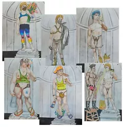 Buy 6 Drawings GAY Art Inspired In The David By Michelangelo Dadante 2021 • 717.68£