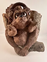 Buy Artist Christine Kosiba Red Brown Clay Squirrel Sculpture In Real Wood Tree. • 56.23£