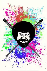 Buy Bob Ross With Crossed Brushes Painting Art Laminated Dry Erase Sign Poster 24x36 • 16.05£