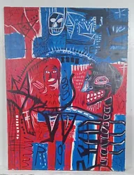 Buy JEAN-MICHEL BASQUIAT ACRYLIC ON CANVAS LARGE PAINTING 51  X 38  AMERICAN PAINTER • 637.32£