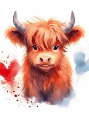 Buy Cute Highland Cow Canvas Picture Print Wall Art • 17.95£