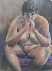 Buy Peter Powis (XX) Pastels. Seated Larger Build Female Nude • 28£