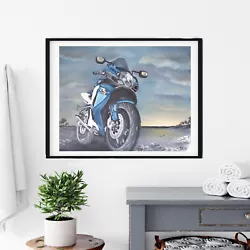 Buy Original Signed Oil Painting Of Motorbike On Canvas Board 50cm X 40cm, Unframed • 15£