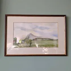 Buy Original Watercolor Mountain Green Blue Landscape Signed By Artist Wall Art UK • 28£