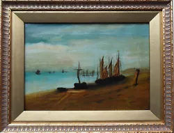 Buy  Fishing Boats On The Shore Oil On Canvas Signed With Monogram W.t.a. Dated 1800 • 175£