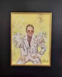 Buy Original Mario Mendoza Oil Painting Canvas Elton John Abstract Rocket Man 70's • 1,450£