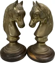 Buy VTG Bronze Brass Horse Head Sculpture Bookend Wood Base Chess Knight Piece RARE • 132.30£