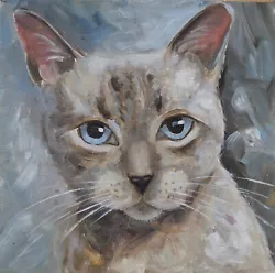 Buy Oil Painting Cat Portrait Cat Original Signed Pet Portrait Gift Picture • 29.98£