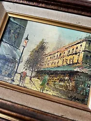 Buy Mid Century Framed Oil Painting City Street  • 20£